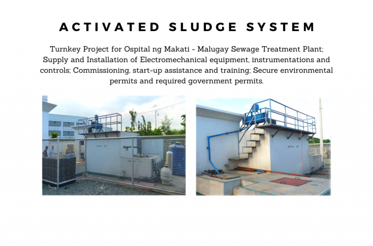 Sewage treatment plant showing activated sludge system